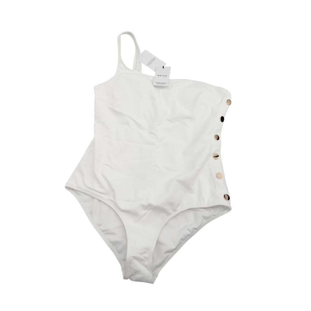 REISS Bethany White Asymmetric One Piece Swimsuit Size 2 NEW $150 Swim - Picture 7 of 9
